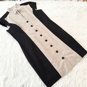Calvin Klein Cream Black Career Dress Sz 12